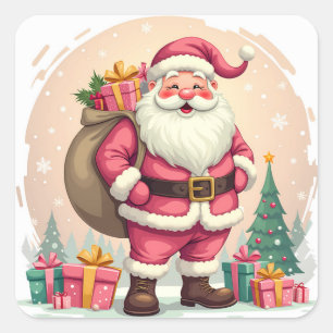 Pegatina Cuadrada Santa Claus