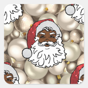 Pegatina Cuadrada santa claus africano