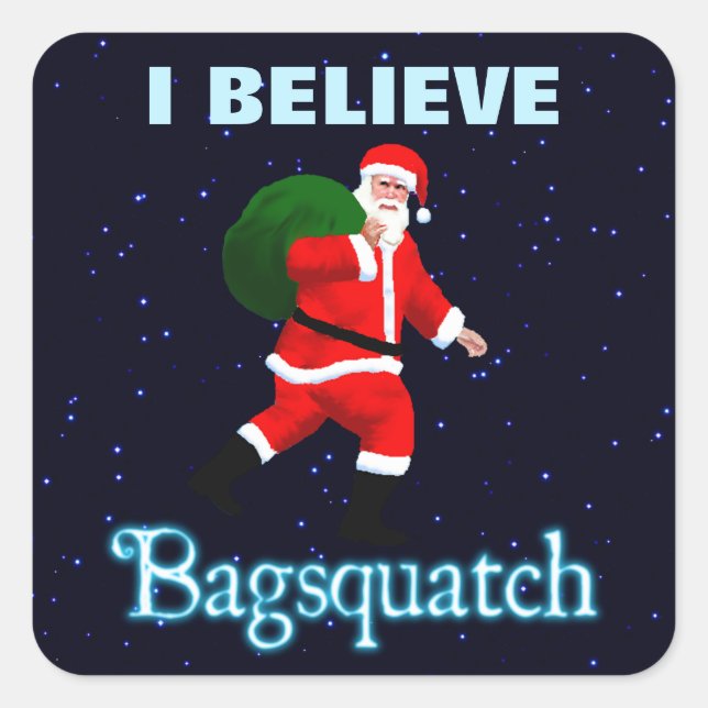 Pegatina Cuadrada Santa Claus - Bagsquatch (Anverso)