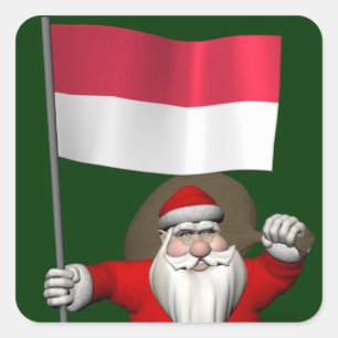 Pegatina Cuadrada Santa Claus Con El Fin De Indonesia