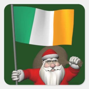 Pegatina Cuadrada Santa Claus Con El Fin De Irlanda
