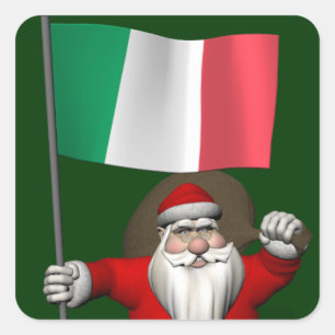 Pegatina Cuadrada Santa Claus Con El Fin De Italia