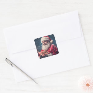 Pegatina Cuadrada Santa Claus con un diseño actual de Navidades