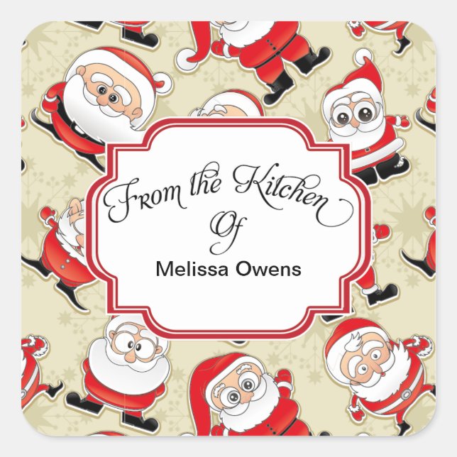 Pegatina Cuadrada Santa Claus de la cocina de los Pegatinas de horne (Anverso)