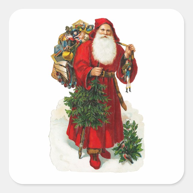 Pegatina Cuadrada Santa Claus de Victoria (Anverso)
