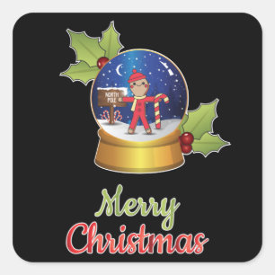 Pegatina Cuadrada Santa Claus Geek Christmas Cool Funny Gift Idea