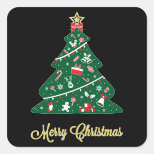 Pegatina Cuadrada Santa Claus Geek Navidades Divertida Idea de Regal
