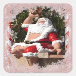 Pegatina Cuadrada Santa Claus Hawaii