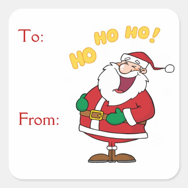 Pegatina Cuadrada ¡Santa Claus Ho Ho Ho Ho Ho! (Anverso)