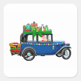 Pegatina Cuadrada Santa Claus Jalopy