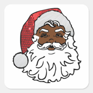Pegatina Cuadrada santa claus negro