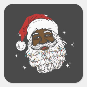 Pegatina Cuadrada Santa Claus Negro Navidad Historia Negra Navidad