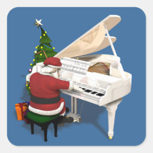 Pegatina Cuadrada Santa Claus Pianist
