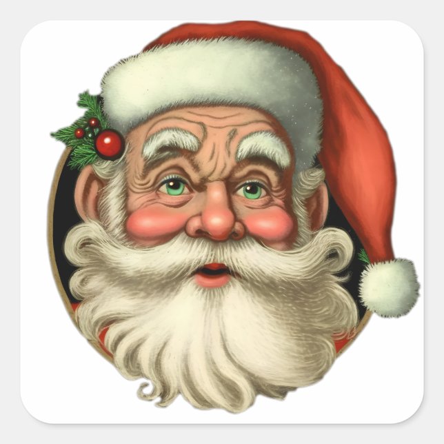 Pegatina Cuadrada Santa Claus se va a sonreír (Anverso)
