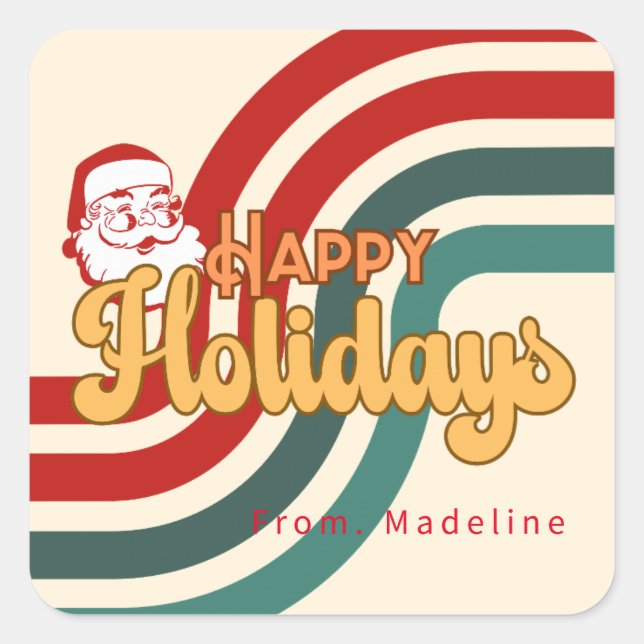 Pegatina Cuadrada Santa Claus traviesa (Anverso)