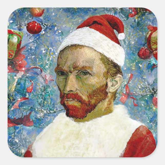 Pegatina Cuadrada Santa Claus, Van Gogh (Anverso)