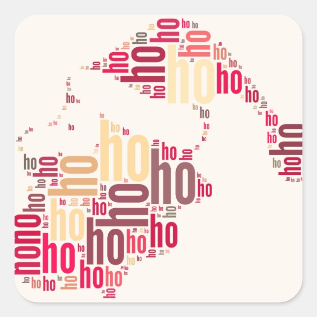 Pegatina Cuadrada Santa Claus wordcloud Ho Ho Ho (Anverso)