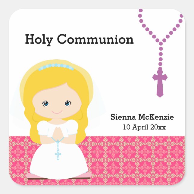 Pegatina Cuadrada Santa Comunión (Anverso)