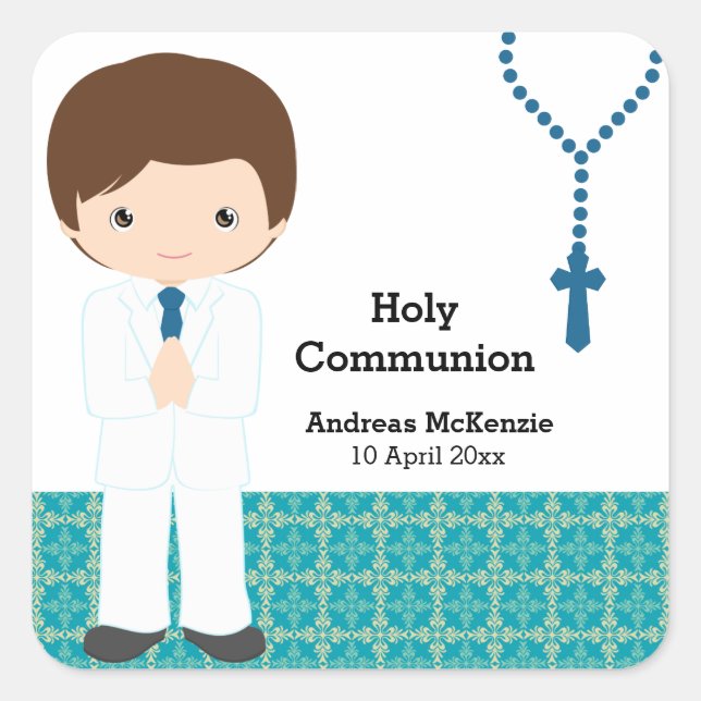 Pegatina Cuadrada Santa Comunión (Anverso)