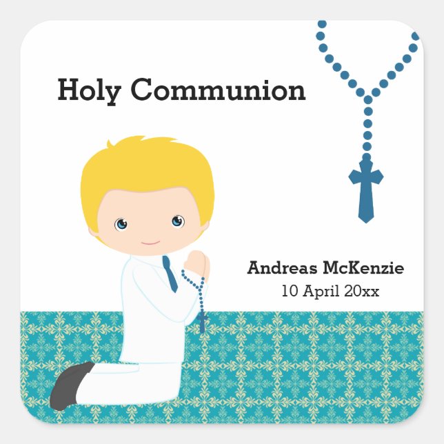 Pegatina Cuadrada Santa Comunión (Anverso)