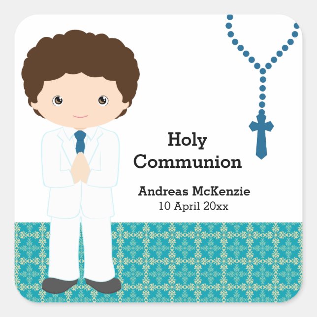 Pegatina Cuadrada Santa Comunión (Anverso)