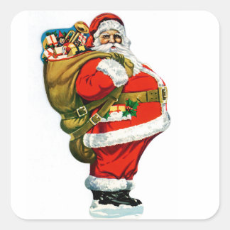 Pegatina Cuadrada Santa con Bolsa de Juguetes