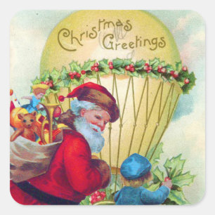 PEGATINA CUADRADA SANTA CON NIÑO, BALLÓN DE NAVIDADES, BALLENAS