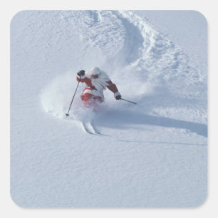 Pegatina Cuadrada Santa esquíando en Snowbird Ski Resort, Wasatch