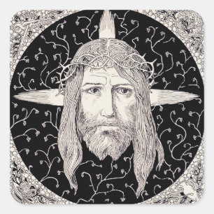 Pegatina Cuadrada Santa Faz de Jesucristo
