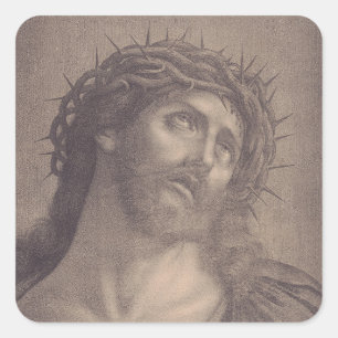 Pegatina Cuadrada Santa Faz de Jesucristo