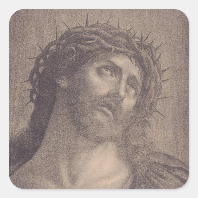 Pegatina Cuadrada Santa Faz de Jesucristo (Anverso)