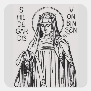 Pegatina Cuadrada Santa Hildegarda de Bingen abadesa benedictina