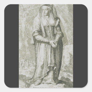 Pegatina Cuadrada Santa Hildegarda de Bingen Arte Místico Medieval