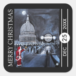 Pegatina Cuadrada Santa in London Christmas