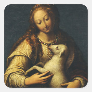 Pegatina Cuadrada Santa Inés por Orsola Maddalena Caccia