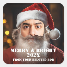 Pegatina Cuadrada ¡Santa Instante! Solo añade tu cara.