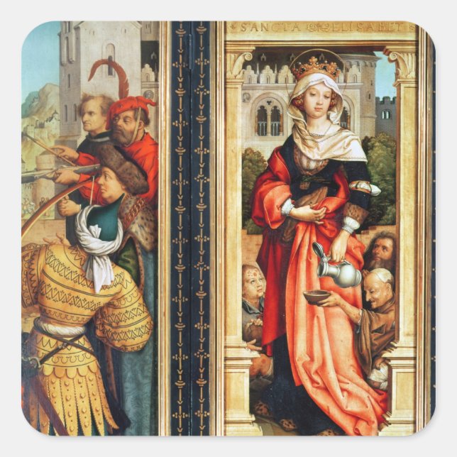 Pegatina Cuadrada Santa Isabel de Hungría (Anverso)