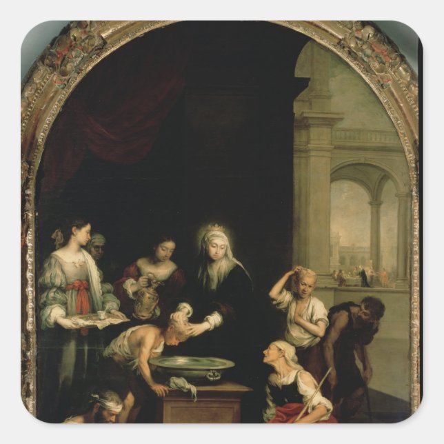 Pegatina Cuadrada Santa Isabel de Hungría (Anverso)