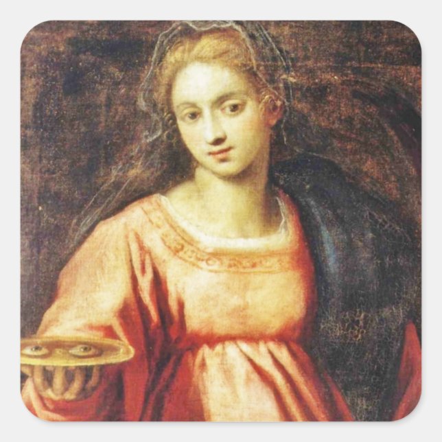 Pegatina Cuadrada Santa Lucía de Suecia (Anverso)