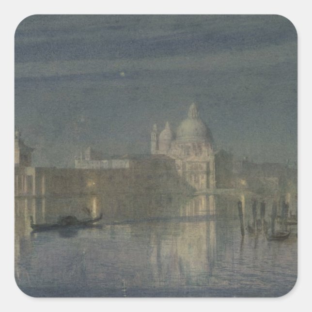 Pegatina Cuadrada Santa Maria Della Salute, Venecia, Luna, 1863 (Anverso)