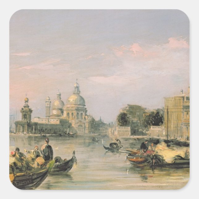 Pegatina Cuadrada Santa Maria della Salute, Venecia, siglo XIX (Anverso)
