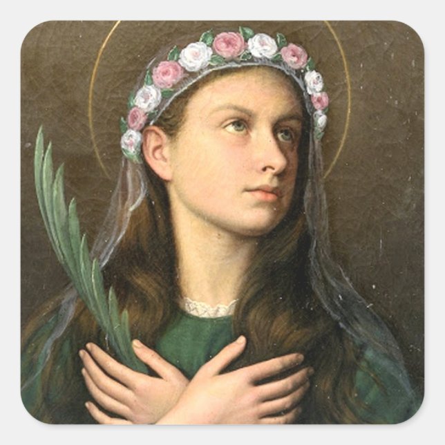 Pegatina Cuadrada Santa María Goretti (Anverso)