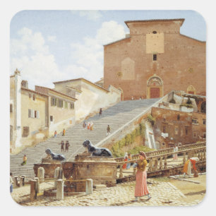 Pegatina Cuadrada Santa Maria in Aracoeli en Roma
