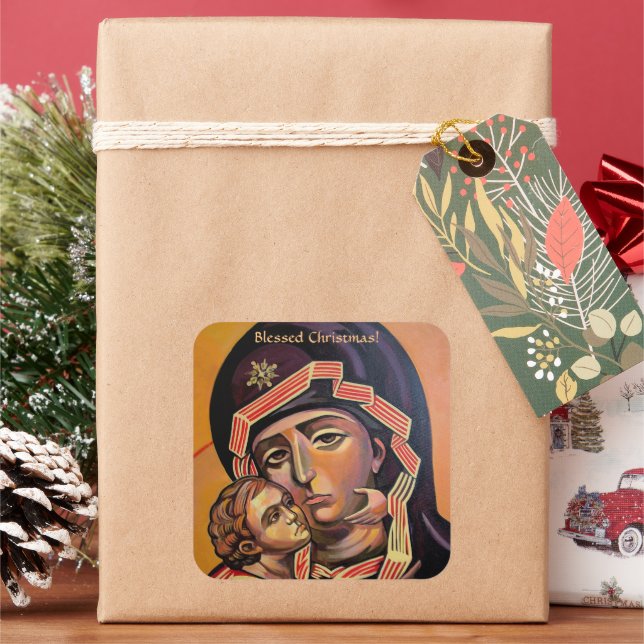 Pegatina Cuadrada Santa María Teotokos (Vacaciones)