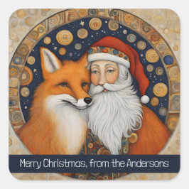 Pegatina Cuadrada Santa Navidad