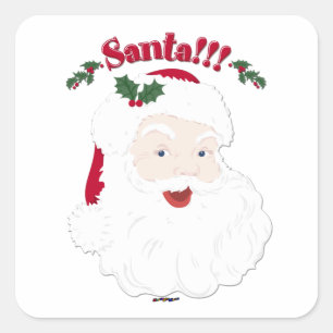 Pegatina Cuadrada ¡Santa! Navidades de estilo vintage Santa
