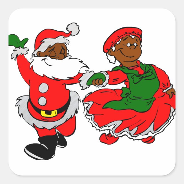 Pegatina Cuadrada santa negra mrs claus (Anverso)