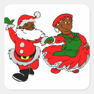 Pegatina Cuadrada santa negra mrs claus
