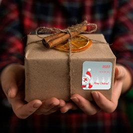 Pegatina Cuadrada Santa Nieve de los Navidades Cuitos