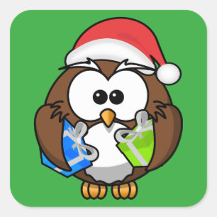 PEGATINA CUADRADA SANTA OWL
